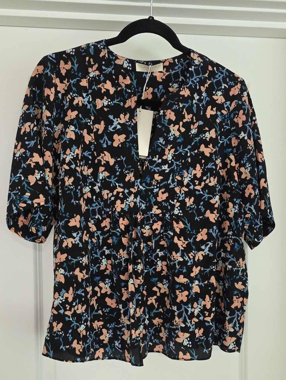 NWT Ulla Johnson Calla 100% Silk Floral Blouse Nocturne Size 14